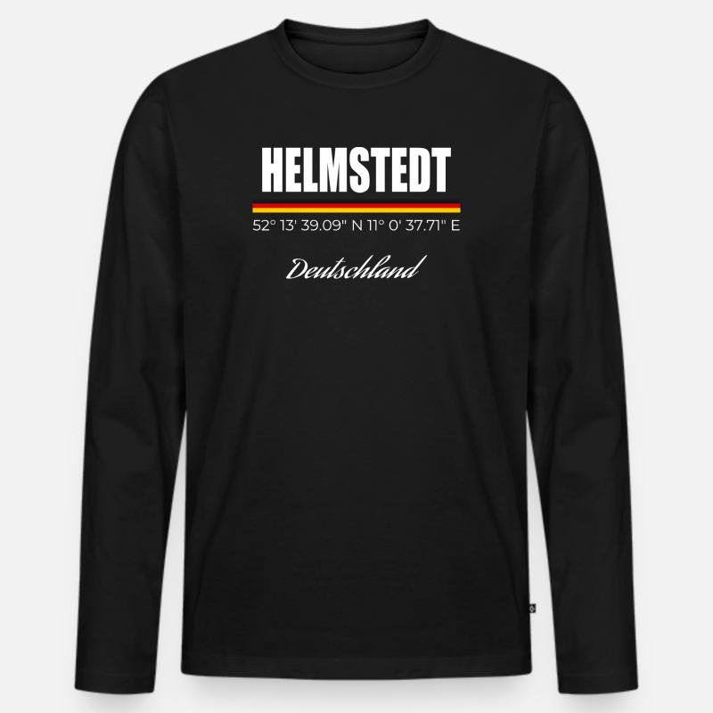 Helmstedt - Männer Premium Bio Langarmshirt - Schwarz