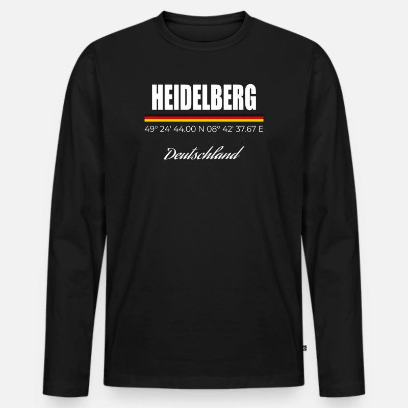 Heidelberg - Männer Premium Bio Langarmshirt - Schwarz