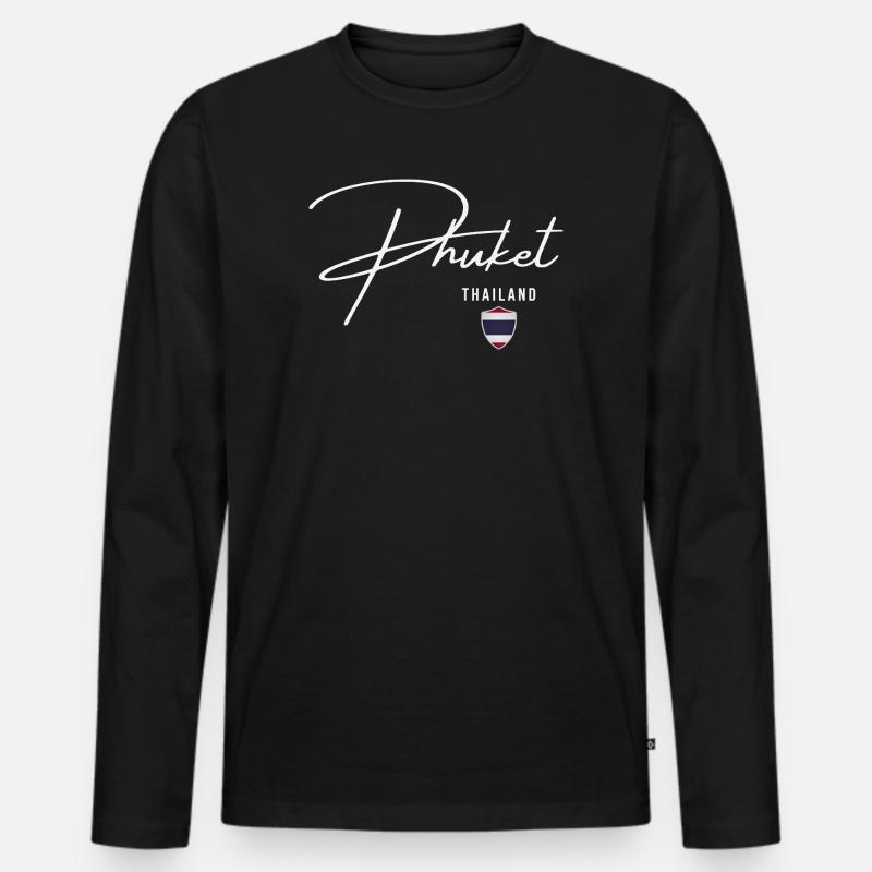 Phuket Thailand, elegantes Design Phuket - Männer Premium Bio Langarmshirt - Schwarz