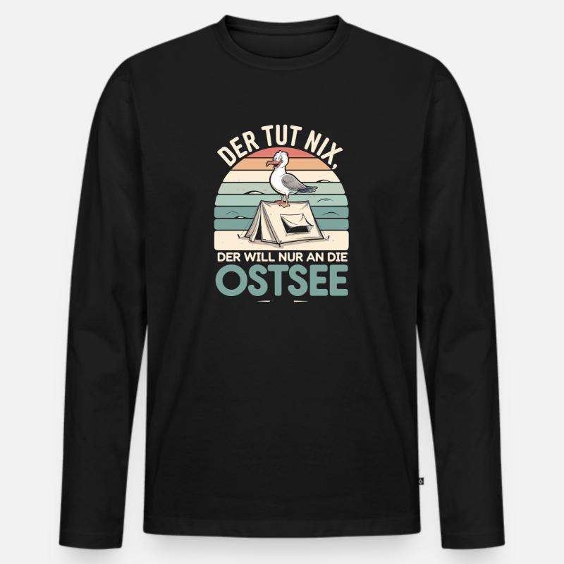  Der Tut Nix Der Will Nur An Die Ostsee Camping - Männer Premium Bio Langarmshirt - Schwarz
