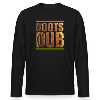 Roots Dub Reggae Wood - T-shirt manches longues Premium bio Homme - noir - Devant - Nico (187cm)