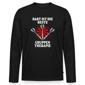 Dart ist die beste Gruppentherapie - Männer Premium Bio Langarmshirt - Schwarz - Vorne - Nico (187cm)