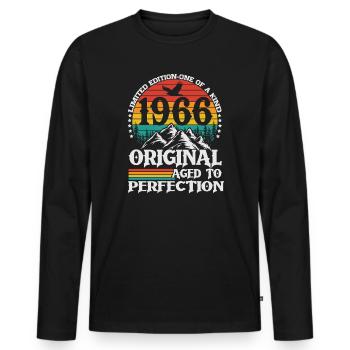 Original 1966 Vintage Rétro Cadeau d’anniversaire - T-shirt manches longues Premium bio Homme - noir - Devant - Nico (187cm)