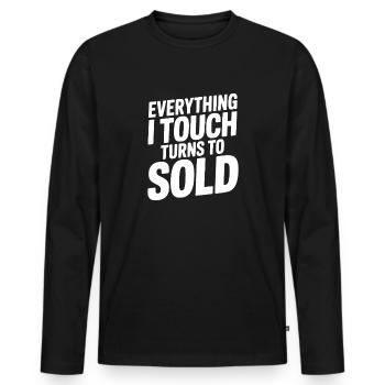 Tout ce que je touche devient vendu - T-shirt manches longues Premium bio Homme - noir - Devant - Nico (187cm)