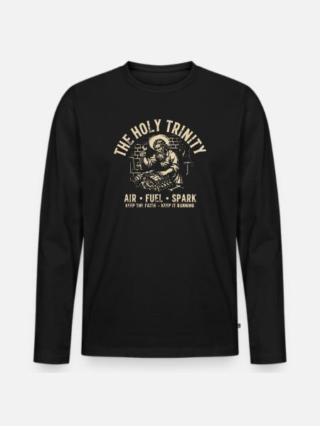 Holy Trinity Motor T-Luft-Kraftstofffunke - Männer Premium Bio Langarmshirt - Schwarz