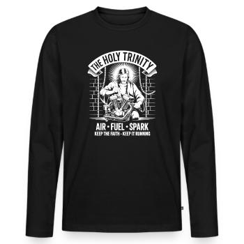 Holy Trinity Spark Faith Tee - Men's Premium Organic Long Sleeve Shirt - black - Front - Nico (187cm)