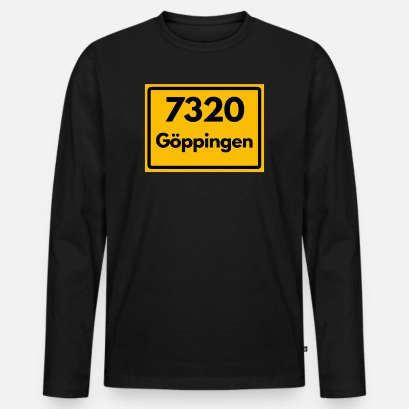 ALTE POSTLEITZAHL PLZ RETRO 7320 GÖPPINGEN HEIMAT - Männer Premium Bio Langarmshirt - Schwarz