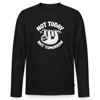 Paresseux procrastinati Pas aujourd’hui Pas demain - T-shirt manches longues Premium bio Homme - noir - Devant - Nico (187cm)