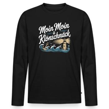  Moin Moin Is Klönschnäck Nordsee Ostsee Küste - Männer Premium Bio Langarmshirt - Schwarz - Vorne - Nico (187cm)