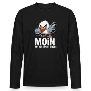  Moin Bitte Nicht Anfassen Ich Beisse Lustige Möwe - Männer Premium Bio Langarmshirt - Schwarz - Vorne - Nico (187cm)