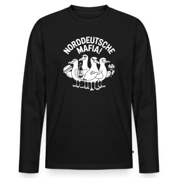  Norddeutsche Mafia Möwen Burger Pommes Bier - Männer Premium Bio Langarmshirt - Schwarz - Vorne - Nico (187cm)