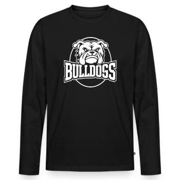 Bulldog Crest Fett Schwarzweiß - Männer Premium Bio Langarmshirt - Schwarz - Vorne - Nico (187cm)