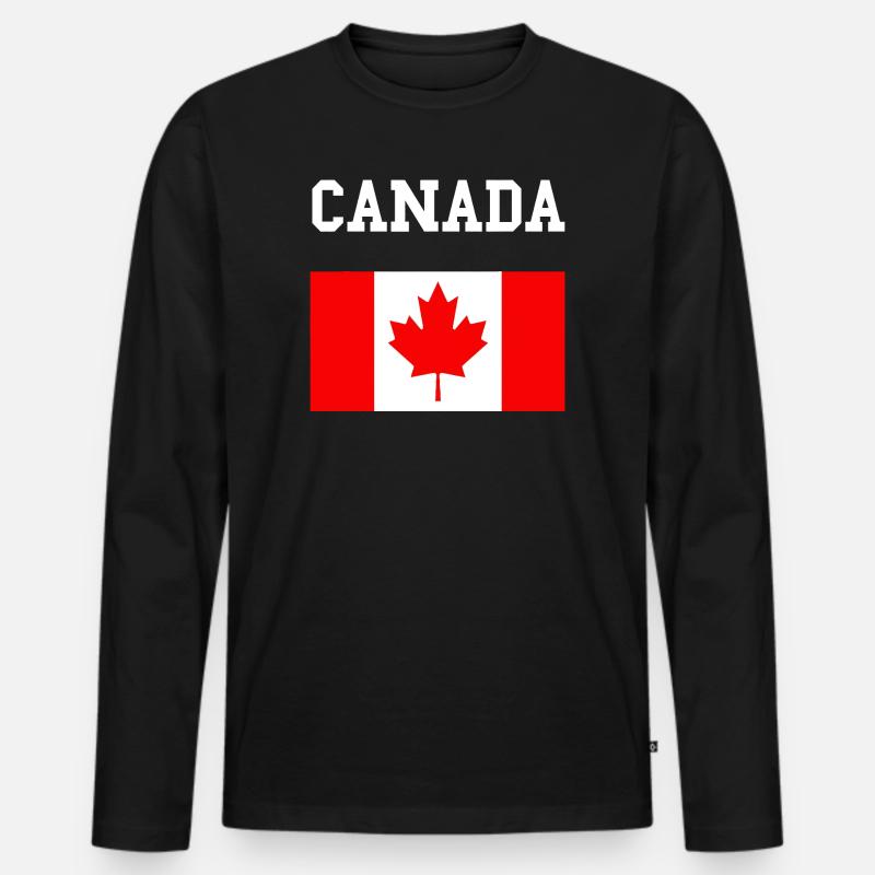 Maple Leaf Kanada-Flagge - Männer Premium Bio Langarmshirt - Schwarz