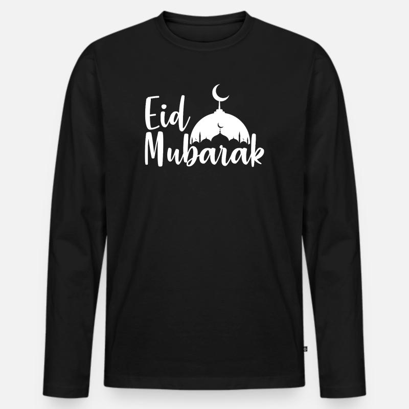 Silhouette der Eid Mubarak-Moschee - Männer Premium Bio Langarmshirt - Schwarz