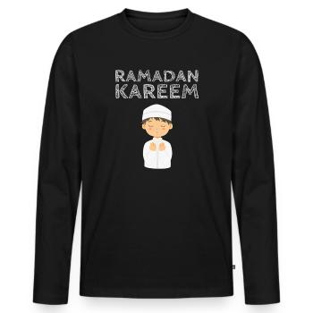 Ramadan Kareem Prayer Kid - Men's Premium Organic Long Sleeve Shirt - black - Front - Nico (187cm)