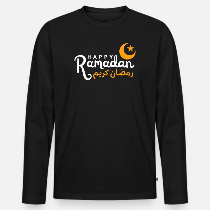 Ramadan Night Crescent Script - Men's Premium Organic Long Sleeve Shirt - black
