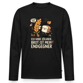 Zöliakie Brot Gegner Humor Design - Männer Premium Bio Langarmshirt - Schwarz - Vorne - Nico (187cm)
