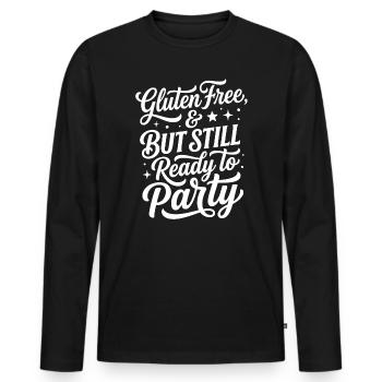 Gluten Free Party Saying Humor - Men's Premium Organic Long Sleeve Shirt - black - Front - Nico (187cm)