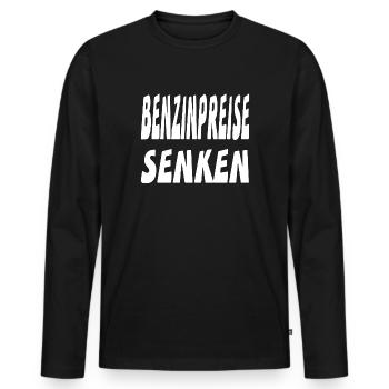Benzin - Männer Premium Bio Langarmshirt - Schwarz - Vorne - Nico (187cm)