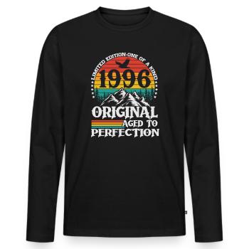 Original 1996 Vintage Retro Birthday Gift - Men's Premium Organic Long Sleeve Shirt - black - Front - Nico (187cm)