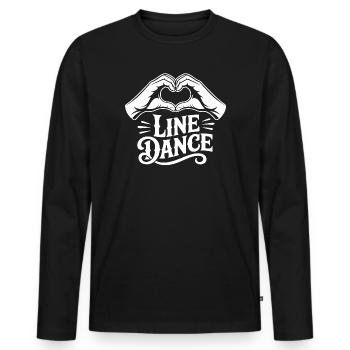 Line Dance Herzhand Logo - Männer Premium Bio Langarmshirt - Schwarz - Vorne - Nico (187cm)