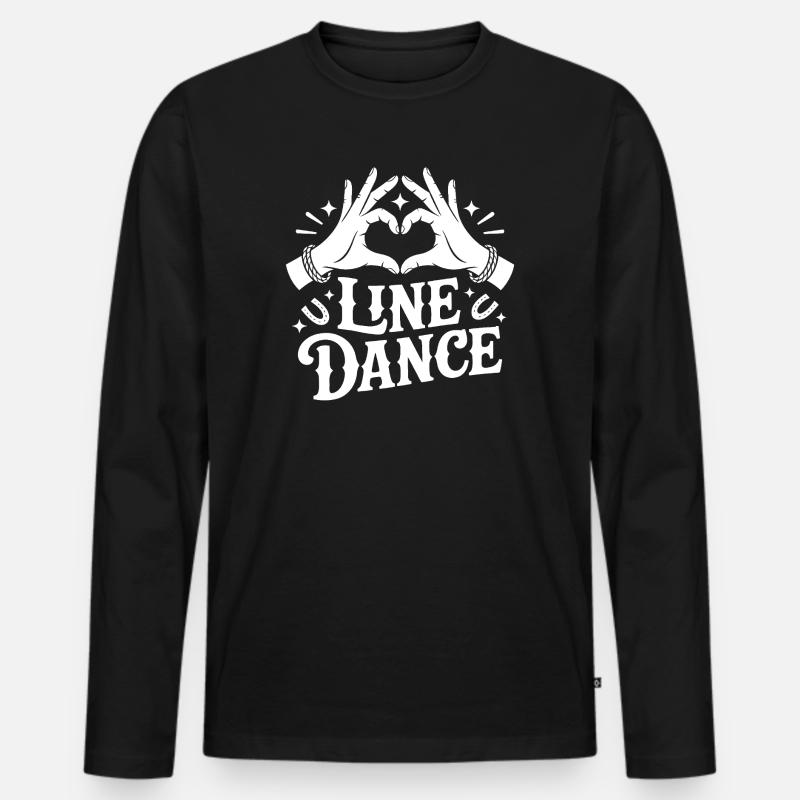 LineDance Herzhand Grafik - Männer Premium Bio Langarmshirt - Schwarz