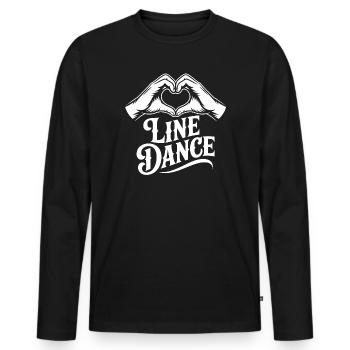 Line Dance Heart-Hand Logo - Men's Premium Organic Long Sleeve Shirt - black - Front - Nico (187cm)