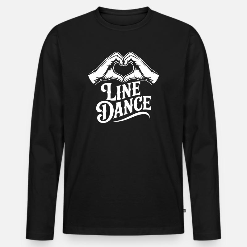 Line Dance Herz-Hand Logo - Männer Premium Bio Langarmshirt - Schwarz