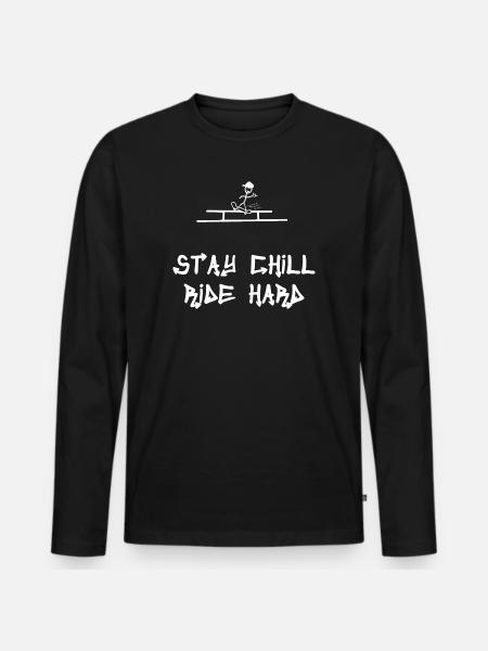 Reste calme, roule dur Skateboard Shaka - T-shirt manches longues Premium bio Homme - noir