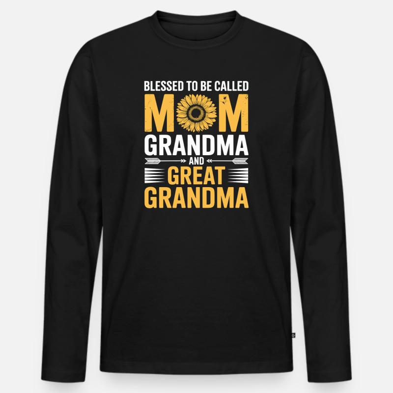Mama Großmutter Sonnenblumen Design - Männer Premium Bio Langarmshirt - Schwarz