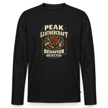 Maximaler Lederhandwerk-Modus | Leder Humor - Männer Premium Bio Langarmshirt - Schwarz - Vorne - Nico (187cm)