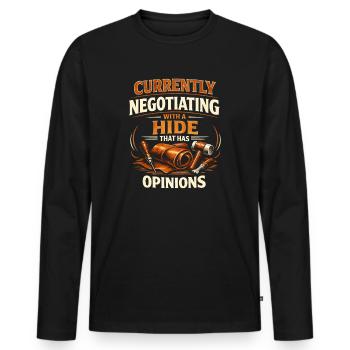 Conflit avec le cuir obstiné | Métiers du cuir - T-shirt manches longues Premium bio Homme - noir - Devant - Nico (187cm)