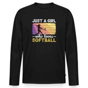 Juste une fille qui adore les adolescentes joueuses de softball - T-shirt manches longues Premium bio Homme - noir - Devant - Nico (187cm)