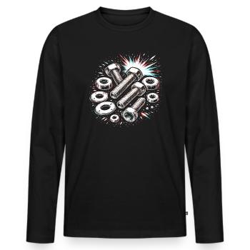 Boulons Écrous Conception mécanique des outils - T-shirt manches longues Premium bio Homme - noir - Devant - Nico (187cm)