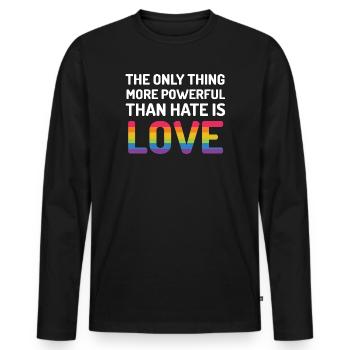Mois de la fierté LGBTQ - La seule chose plus puissante - T-shirt manches longues Premium bio Homme - noir - Devant - Nico (187cm)