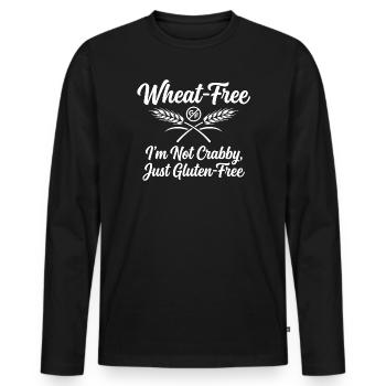 Wheat Free Gluten Free Humor Saying - Men's Premium Organic Long Sleeve Shirt - black - Front - Nico (187cm)