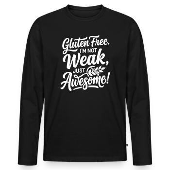 Gluten Free Weak Awesome Humor - Men's Premium Organic Long Sleeve Shirt - black - Front - Nico (187cm)