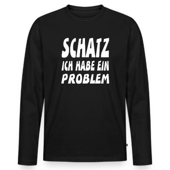 Schatz - Männer Premium Bio Langarmshirt - Schwarz - Vorne - Nico (187cm)