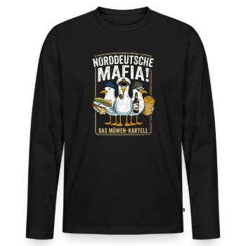 Norddeutsche Mafia Möwen Kartell Küste - Männer Premium Bio Langarmshirt - Schwarz - Vorne - Nico (187cm)