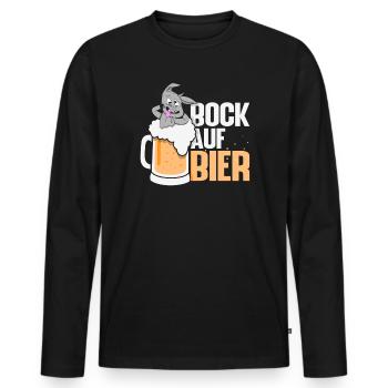 Bock auf Bier Biertrinker Ziege - Männer Premium Bio Langarmshirt - Schwarz - Vorne - Nico (187cm)