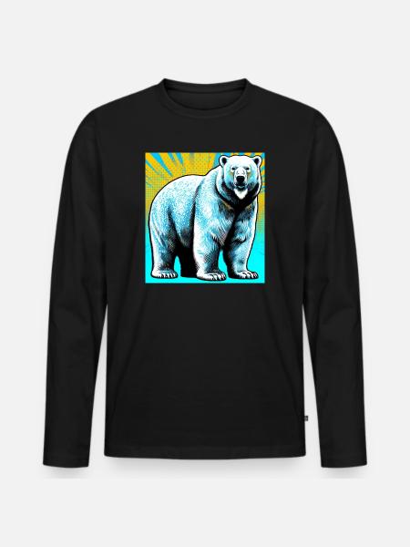 ours blanc - T-shirt manches longues Premium bio Homme - noir