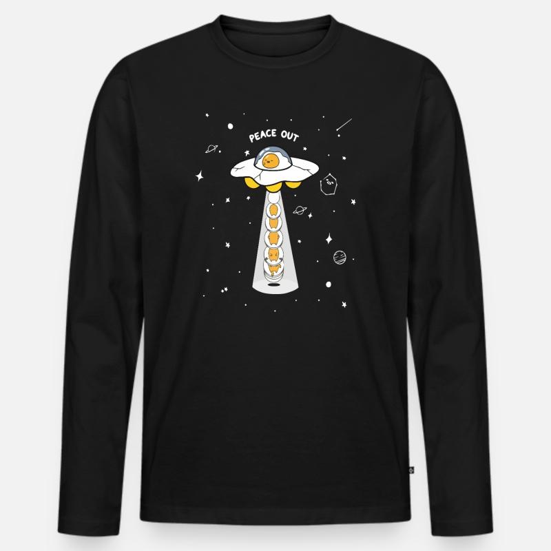 Peace Out UFO-Eier - Männer Premium Bio Langarmshirt - Schwarz