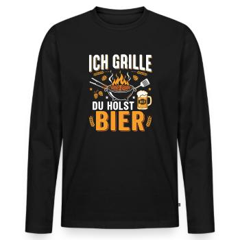 Ich grille du holst Bier Grillmeister Spruch - Männer Premium Bio Langarmshirt - Schwarz - Vorne - Nico (187cm)