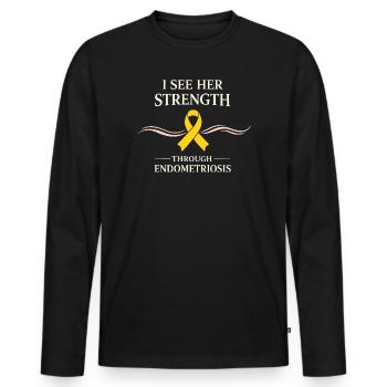 Sensibilisation à l’endométriose Guerrier de l’endo - T-shirt manches longues Premium bio Homme - noir - Devant - Nico (187cm)