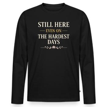 Sensibilisation à l’endométriose Guerrier de l’endo - T-shirt manches longues Premium bio Homme - noir - Devant - Nico (187cm)