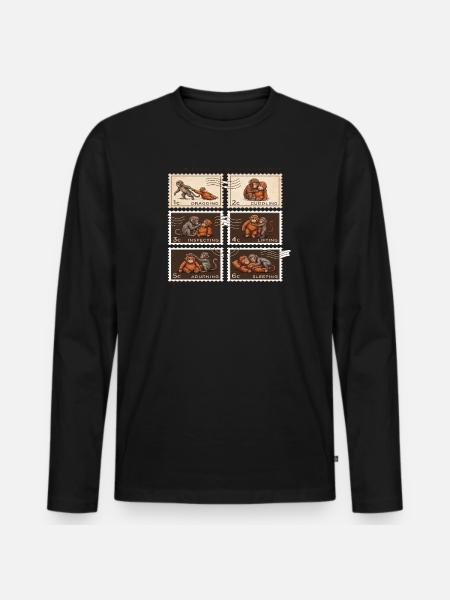 Stamps Baby Monkey Punch - Men's Premium Organic Long Sleeve Shirt - black