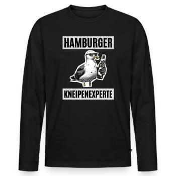 Expert en pubs de Hambourg - T-shirt manches longues Premium bio Homme - noir - Devant - Nico (187cm)