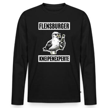 Flensburger Kneipen Experte - Männer Premium Bio Langarmshirt - Schwarz - Vorne - Nico (187cm)