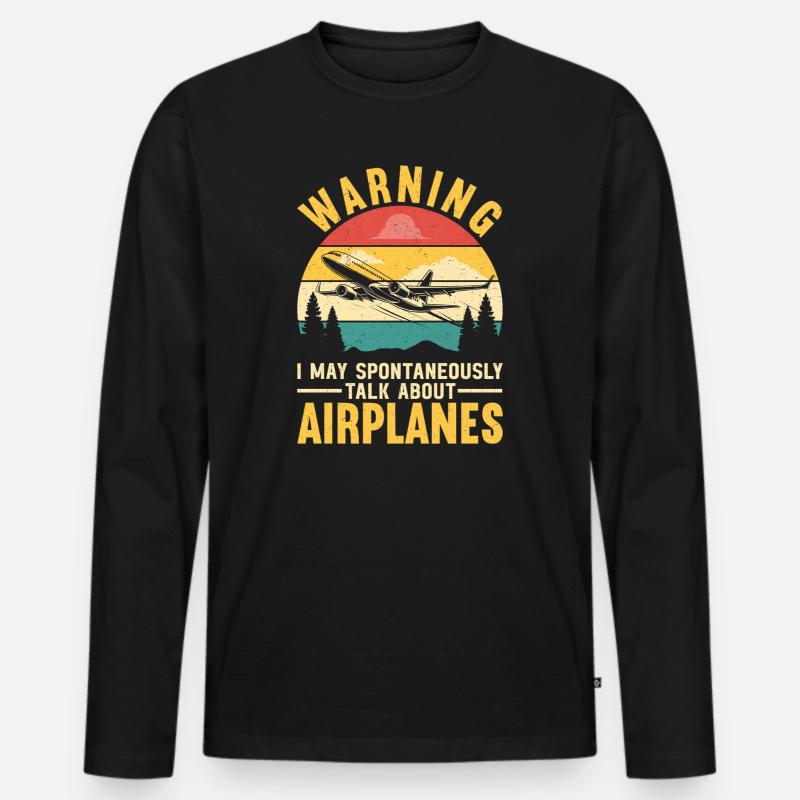 Flugzeug Flug Pilot Flugzeug Fluggesellschaft - Männer Premium Bio Langarmshirt - Schwarz