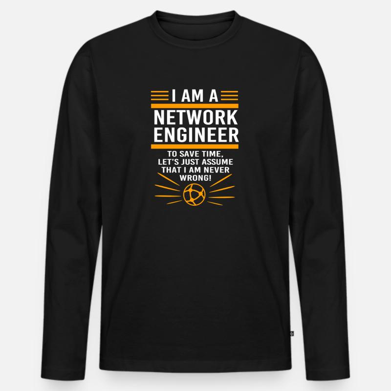 Netzwerk Informatiker Programmierer Admin - Männer Premium Bio Langarmshirt - Schwarz